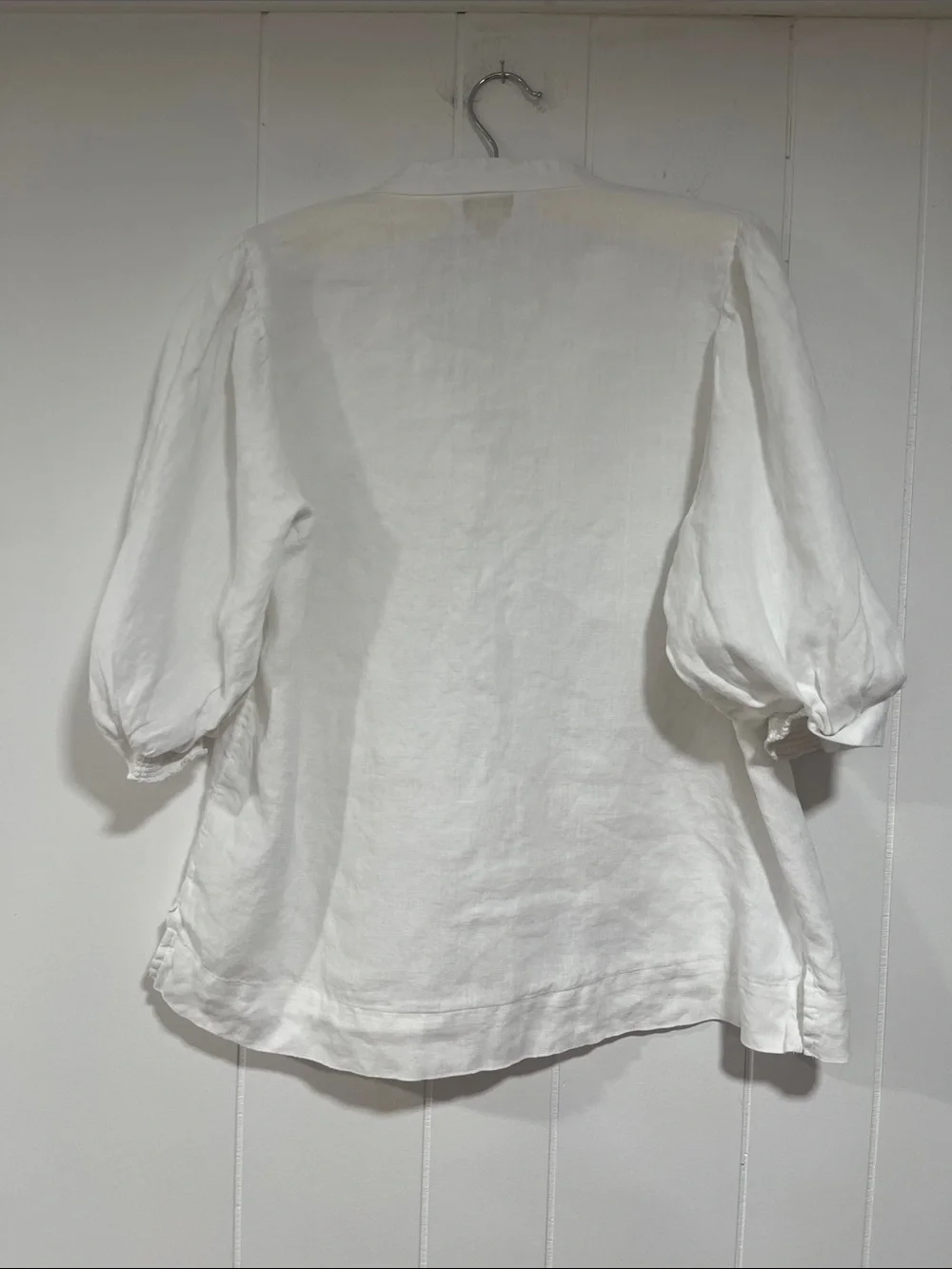 Lilly Pulitzer White V-Neck Puff Sleeve Blouse Mialeigh Linen Top 10